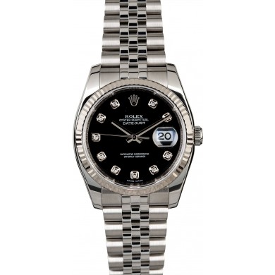 Diamond Rolex Datejust 116234 Black Dial JW0210