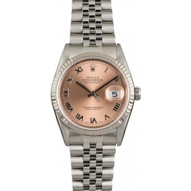 Fake 1:1 Rolex Datejust 16234 Salmon Roman Dial JW1895