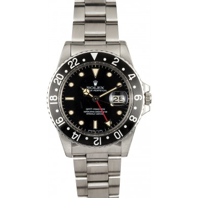 Hot Fake Vintage Rolex GMT-Master II Black Bezel 16750 JW2921