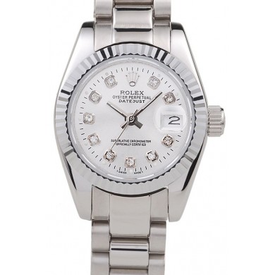 Imitation Rolex Datejust Polished Stainless Steel Silver Dial