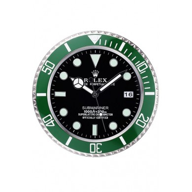 Imitation Rolex Submariner Wall Clock Silver-Green 621912