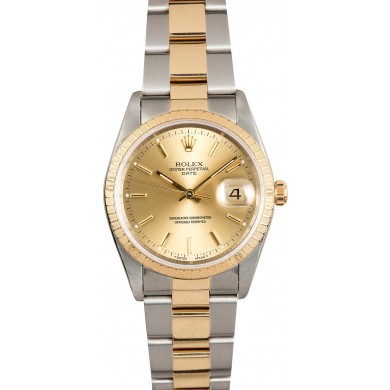 Replica Rolex Oyster Perpetual Date 15223 Champagne JW2261