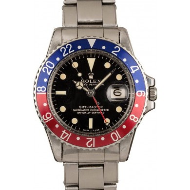 Vintage 1966 Rolex GMT-Master 1675 Pepsi Bezel JW2826