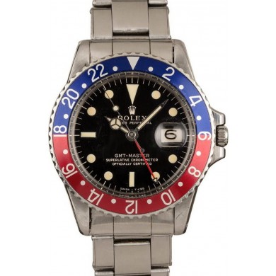 Vintage 1966 Rolex GMT-Master 1675 Pepsi Bezel JW2826