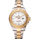 Replica Rolex Yacht-Master White Dial Gold Bezel Stainless Steel Case Two Tone Bracelet