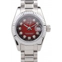 Rolex Datejust Polished Stainless Steel Two Tone Red Dial