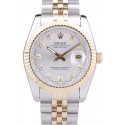 Rolex Datejust Silver Dial Diamonds Ribbed Bezel 7454