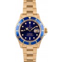 Rolex Yellow Gold Submariner 16618 Blue Dial JW2596