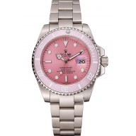 Imitation AAAAA Swiss Rolex Submariner Pink Dial Pink Bezel Stainless Steel Bracelet 1453980