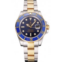 Imitation Swiss Rolex Submariner Blue Dial And Bezel Two Tone Steel Gold Bracelet