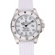 Swiss Rolex Submariner Bamford White Dial White Fabric Bracelet 1453982