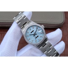 Best Rolex DateJust 31mm Diamonds Bezel/Markers Blue Textured Dial WJ00914