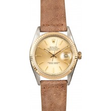 Copy Cheap Rolex Datejust Two-Tone 16013 Leather Strap JW1981