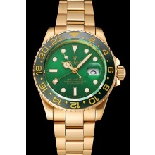 Imitation Swiss Rolex GMT Master II Green Dial And Bezel Gold Case And Bracelet 1453750