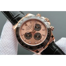 Knockoff Rolex Daytona 116515 Black Dial Black Leather Strap WJ00036