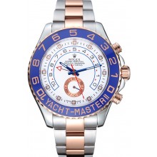 Replica Rolex Yacht-Master II White Dial Blue Bezel Stainless Steel and Rose Gold Bracelet 622270