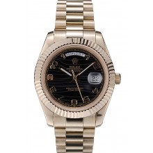 Rolex Swiss DayDate Gold Stainless Steel Ribbed Bezel Black Dial 41998