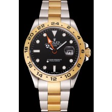 Swiss Rolex Explorer II Black Dial Gold Bezel Two Tone Bracelet 1453752