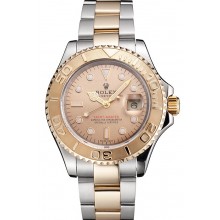 Swiss Rolex Yacht-Master Champagne Dial Gold Bezel Stainless Steel Case Two Tone Bracelet