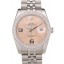 AAA Imitation Rolex DateJust Brushed Stainless Steel Case Orange Flowers Dial Diamonds Plated