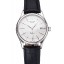 Copy Top Swiss Rolex Cellini Date White Dial Stainless Steel Case Black Leather Strap