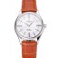 Fake Swiss Rolex Cellini White Dial Roman Numerals Stainless Steel Case Light Brown Leather Strap