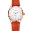 Fake Swiss Rolex Cellini White Dial Rose Gold Case Brown Leather Strap