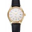 Knockoff Swiss Rolex Cellini Date White Dial Gold Case Black Leather Strap