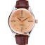 Replica Fashion Rolex Cellini Gold Dial And Bezel Stainless Steel Case Brown Leather Strap 622840