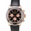 Replica Rolex Daytona Rose Gold Case Black Dial Black Leather Strap