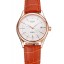 Replica Swiss Rolex Cellini Date White Dial Rose Gold Case Brown Leather Strap