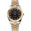 Replica Swiss Rolex Datejust Black Dial Stainless Steel Case Gold Bezel Two Tone Bracelet