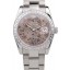 Rolex Datejust Polished Stainless Steel Brown Flowers Dial Diamond Plated