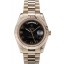 Rolex Swiss DayDate Gold Stainless Steel Ribbed Bezel Black Dial 41998