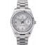 Rolex Swiss DayDate Stainless Steel Ribbed Bezel Silver Dial 41995