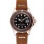 Rolex Yacht Master Black Dial Brown Bezel Rose Gold Case Brown Leather Bracelet 1453860