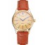 Swiss Rolex Cellini Date Gold Guilloche Dial Gold Case Light Brown Leather Strap