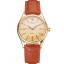 Swiss Rolex Cellini Date Gold Guilloche Dial Gold Case Light Brown Leather Strap