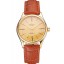 Swiss Rolex Cellini Gold Dial Roman Numerals Gold Case Light Brown Leather Strap