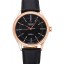 Swiss Rolex Cellini Time Rose Gold Case Black Dial Black Leather Bracelet 622656