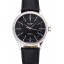 Swiss Rolex Cellini Time Silver Case Black Dial Black Leather Bracelet 622654