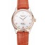 Swiss Rolex Cellini White Dial Arabic Numerals Rose Gold Case Light Brown Leather Strap