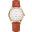 Swiss Rolex Cellini White Guilloche Dial Gold Case Light Brown Leather Strap