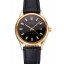 Swiss Rolex Datejust Black Dial Gold Case Black Leather Strap