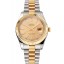 Swiss Rolex Datejust Gold Dial Gold Bezel Stainless Steel Case Two Tone Bracelet