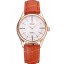 Top Replica Swiss Rolex Cellini White Dial Roman Numerals Rose Gold Case Light Brown Leather Strap