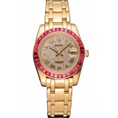 New Rolex Datejust Diamond Dial Pink Jewels Bezel Gold Case And Bracelet 622835