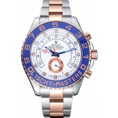 Replica Rolex Yacht-Master II White Dial Blue Bezel Stainless Steel and Rose Gold Bracelet 622270