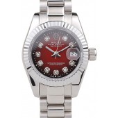 Rolex Datejust Polished Stainless Steel Two Tone Red Dial