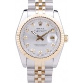 Rolex Datejust Silver Dial Diamonds Ribbed Bezel 7454